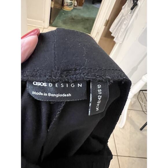ASOS Design Black Wide Leg Jersey Knit High Rise Pull On Pants Sz 10 NWT - Picture 5 of 7